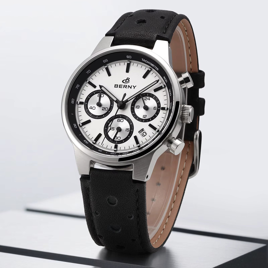 BERNY Chronograph, Quarz, Edelstahl, Saphirglas, Tachymeter, Herren - Bild 5