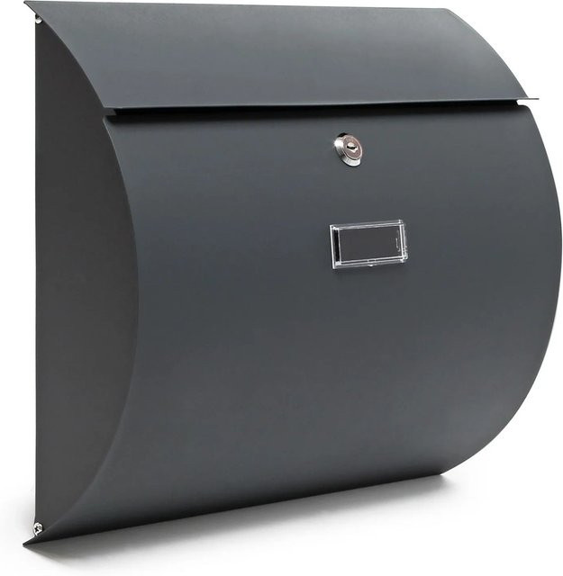 Wiltec Briefkasten V17 aus Stahl in Anthrazit mit Schloss und Namensschild, Wandmontage, Breite: 37,5 cm, Tiefe: 33 cm, Höhe: 37,5 cm - Bild 1