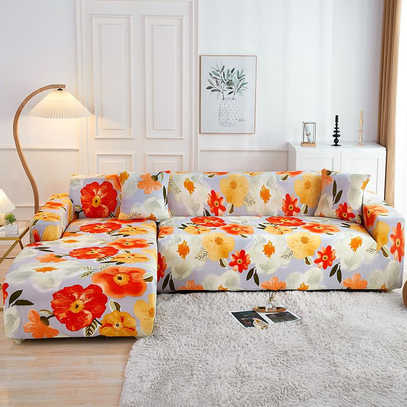 S-EMIGA Elastischer Sofa Schonbezug mit Floralem Muster in Multicolour, 100% Polyester - Bild 1