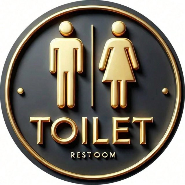 Rustikales Metall-Wandschild Toilette von CIFBUY in Schwarz-Gold, runde Wanddekoration im Landhausstil, Durchmesser: 20 cm - Bild 1