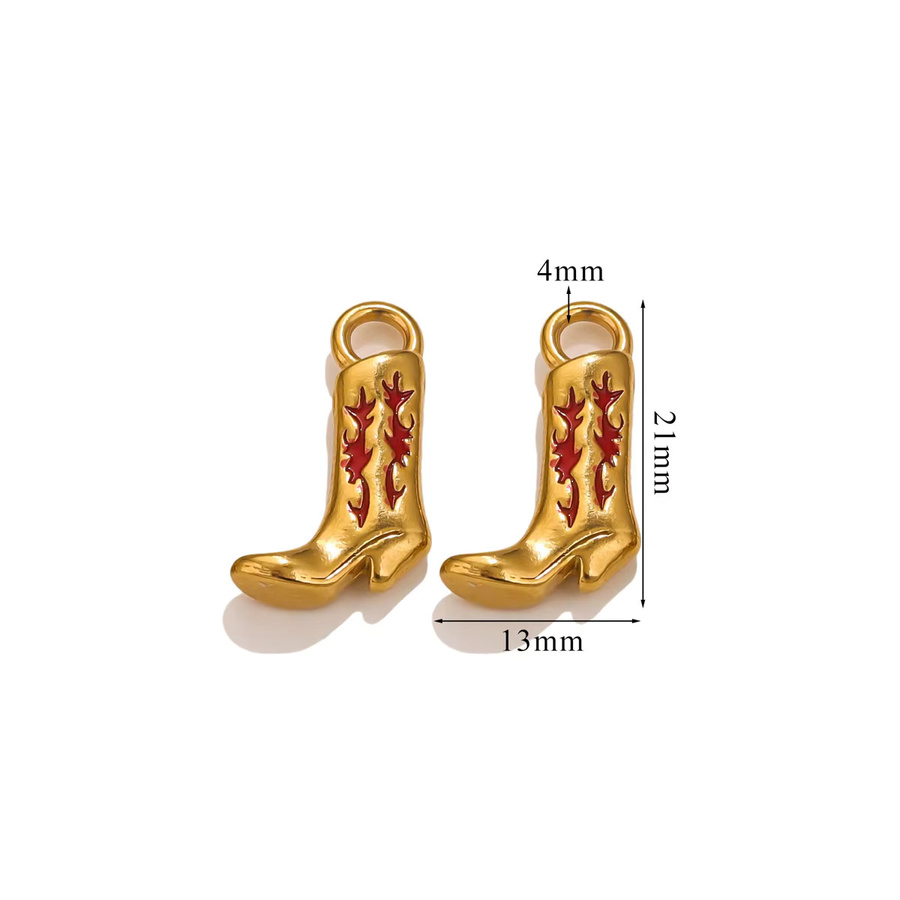 Aiovlo Stiefel Anhänger Emaille, Edelstahl, Vergoldet, Gold - Bild 2