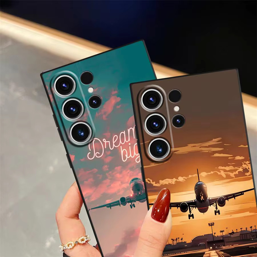 Minimalistische Flugzeughülle für Samsung Galaxy S21 S22 S23 S24 S25 Ultra und S20 Note 20 Plus in Schwarz und Multicolour, weiches Material - Bild 2