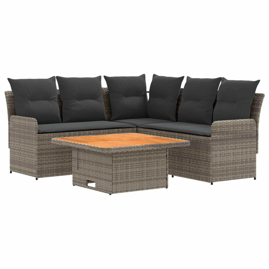 vidaXL Gartenmöbelset aus PE-Rattan mit Kissen in Grau und Dunkelgrau - Bild 2