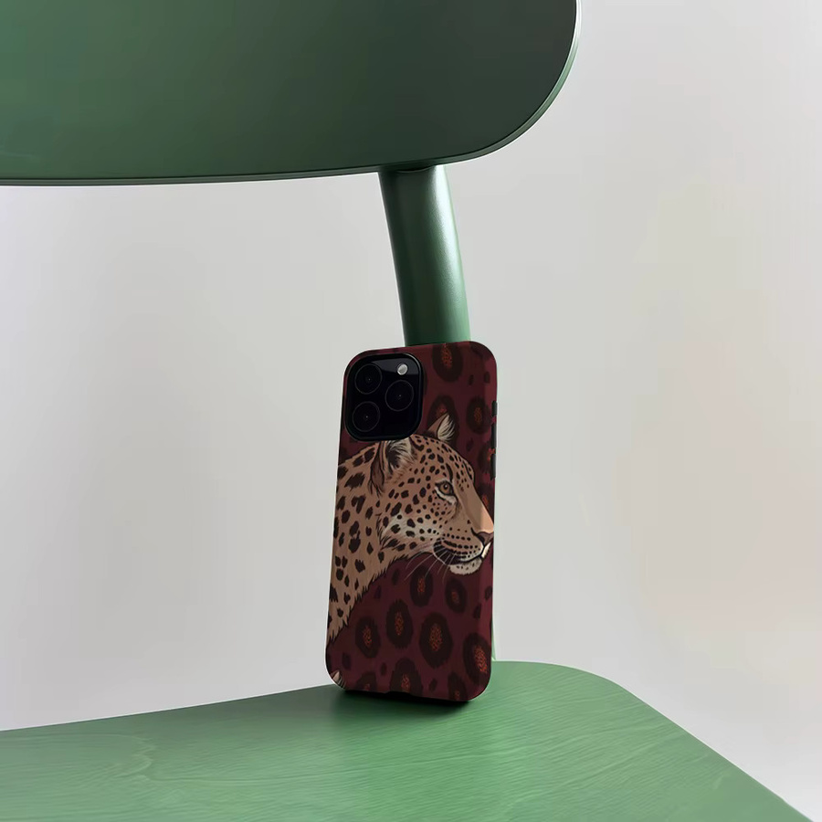 CaseLumi Matte Bumper MagSafe Schutzhülle für iPhone 17 16 15 14 13 Pro Max in Burgunder Leoparden-Design aus hartem PC - Bild 5
