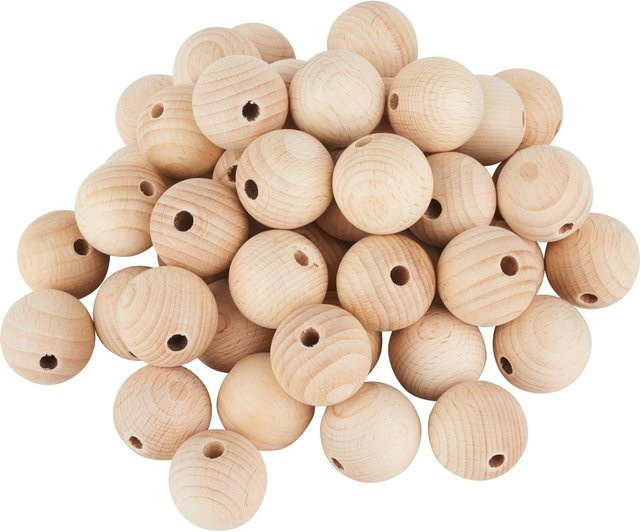 VBS Holzkugeln aus Buchenholz durchgebohrt, Farbe: Braun/Beige, Durchmesser: 3 cm, 50 Stück - Bild 1