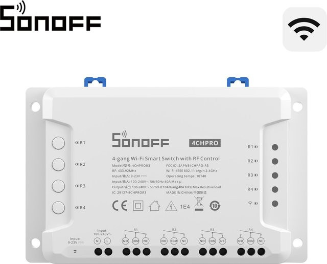 SONOFF 4CHPROR3 Smart Switch 4 Gang 433MHz RF mit Interlock und Inching-Modus, Farbe: Weiß, Steuerung via eWeLink App, Alexa und IFTTT - Bild 1