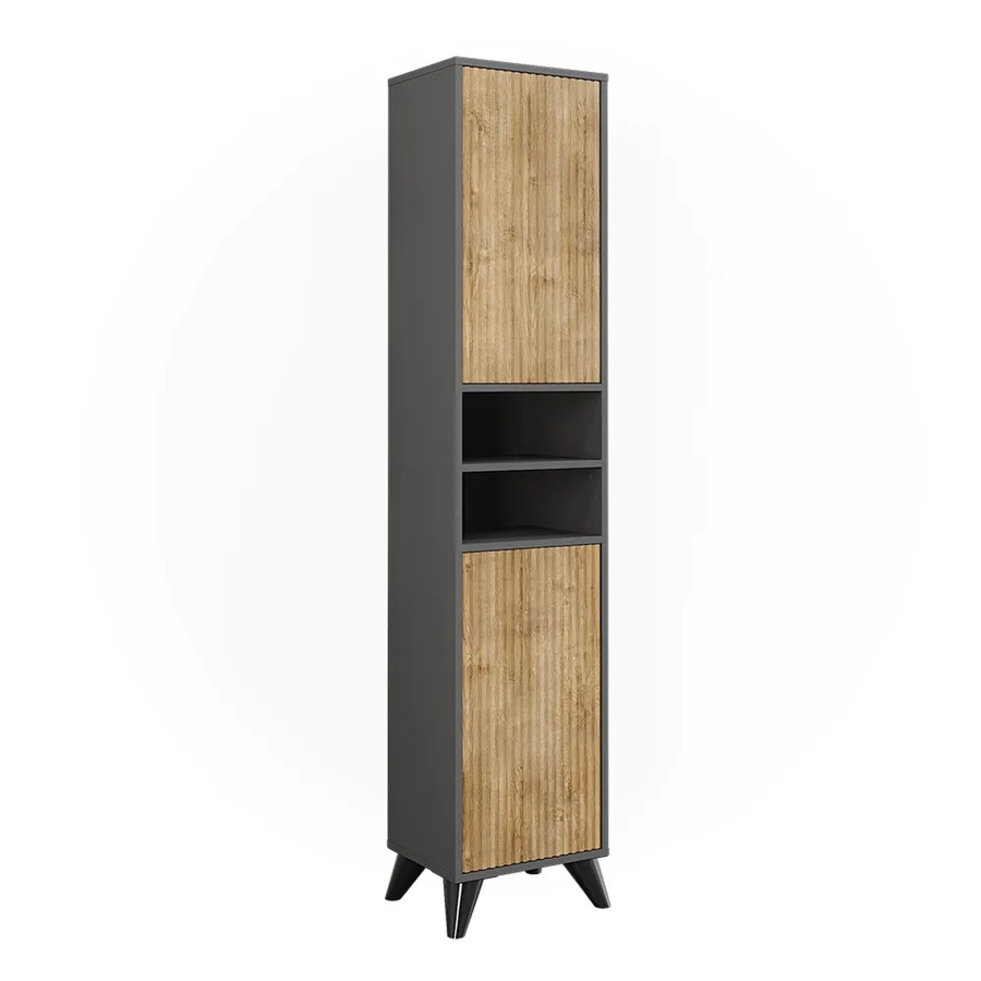 Vicco Badschrank Leano in Anthrazit und Bergeiche mit 2 Türen, B/T/H: 38 x 30 x 180 cm - Bild 2