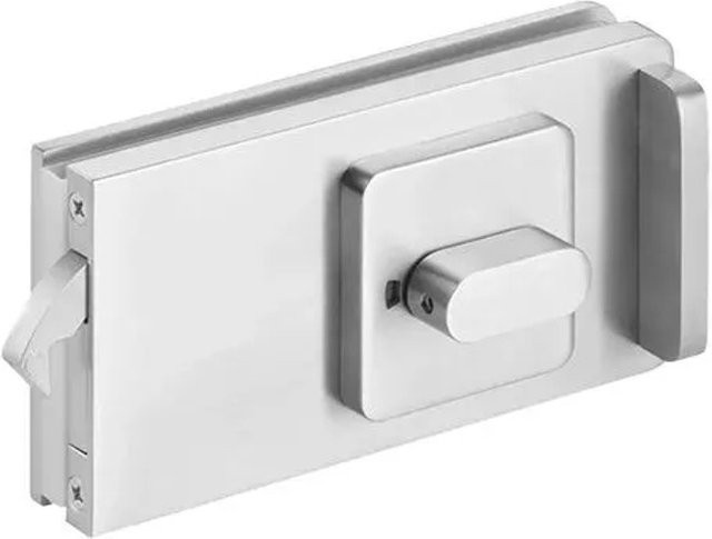 Hansa Glasschiebetür Schloss Sanitär/WC-Riegel aus Edelstahl in Silber, B/T/H: 150 x 80 x 55 mm - Bild 1