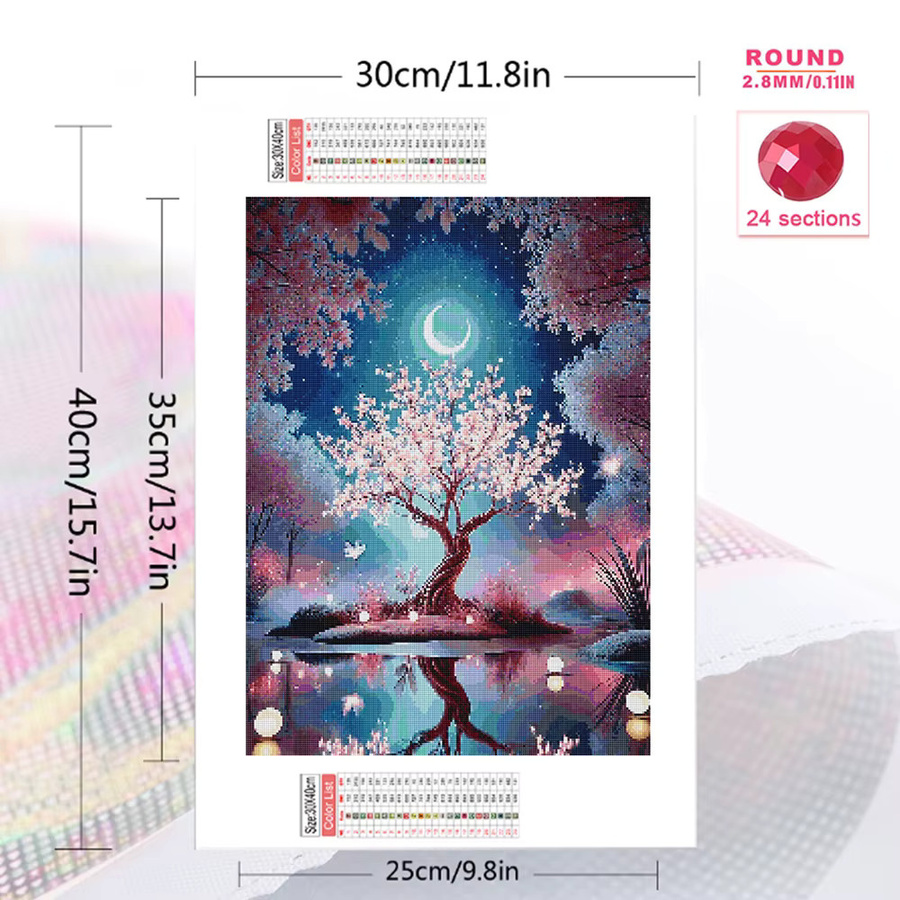 Momoart 5D-Diamant-Mosaik Baumlandschaft DIY-Stickerei mit runden Steinen in Multicolour, B/H: 20 x 30 cm - Bild 2