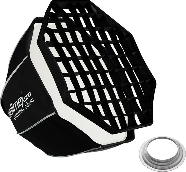 Walimex Pro Essential Octagon Softbox 60 cm mit Grid und 360 Grad Aufbau in Schwarz - Bild 1