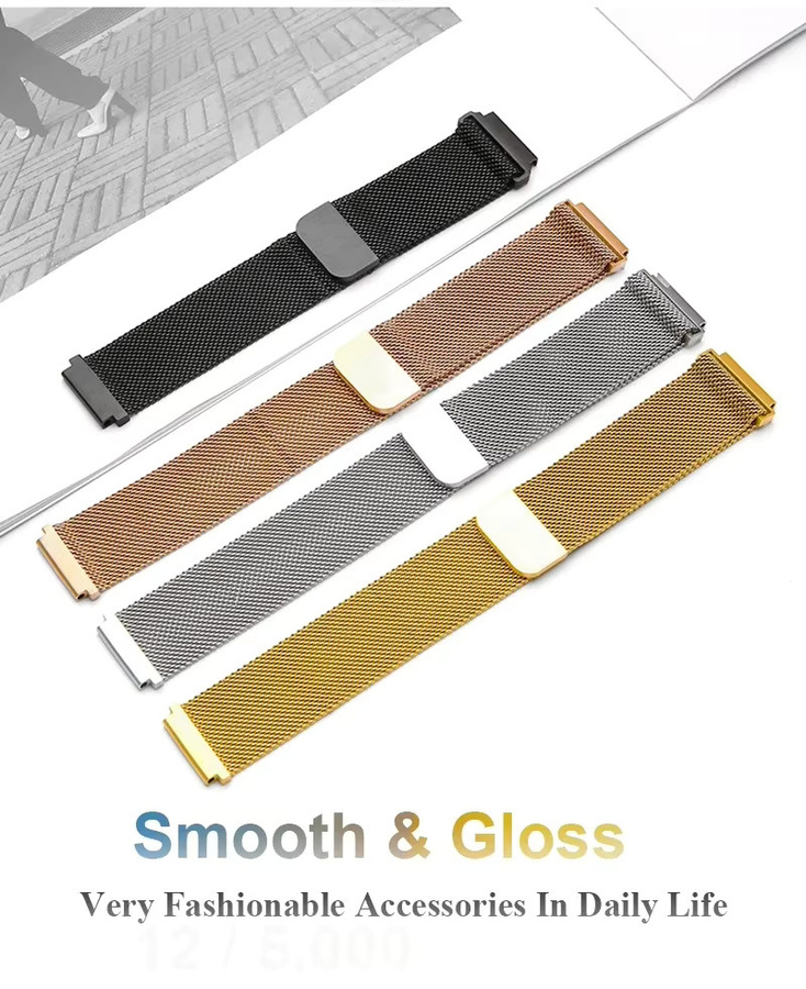 EIGIIS Uhrenarmband Milanese Loop, Edelstahl, Silber, 22 mm, Unisex - Bild 3