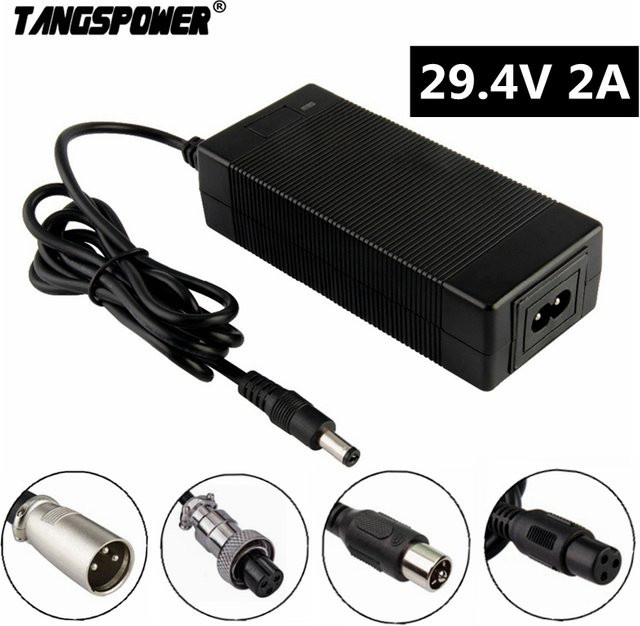 TANGSPOWER Lithium-Ionen-Ladegerät 29,4 V 2A für 24 V 25,2 V Akkus von Elektrofahrrädern und Rollern, Schwarz - Bild 1