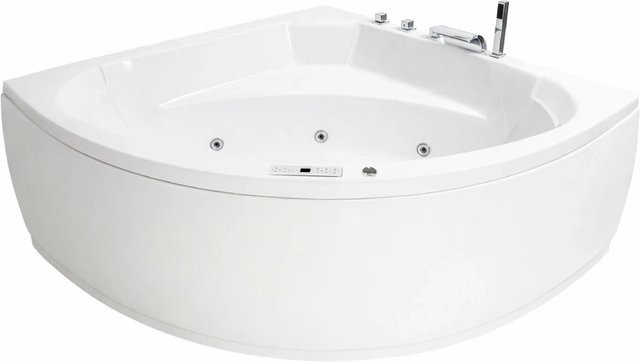 Basera Indoor Eck-Whirlpool Badewanne Korfu Classic in Hochglanz Weiß, B/T: 155 x 155 cm - Bild 1