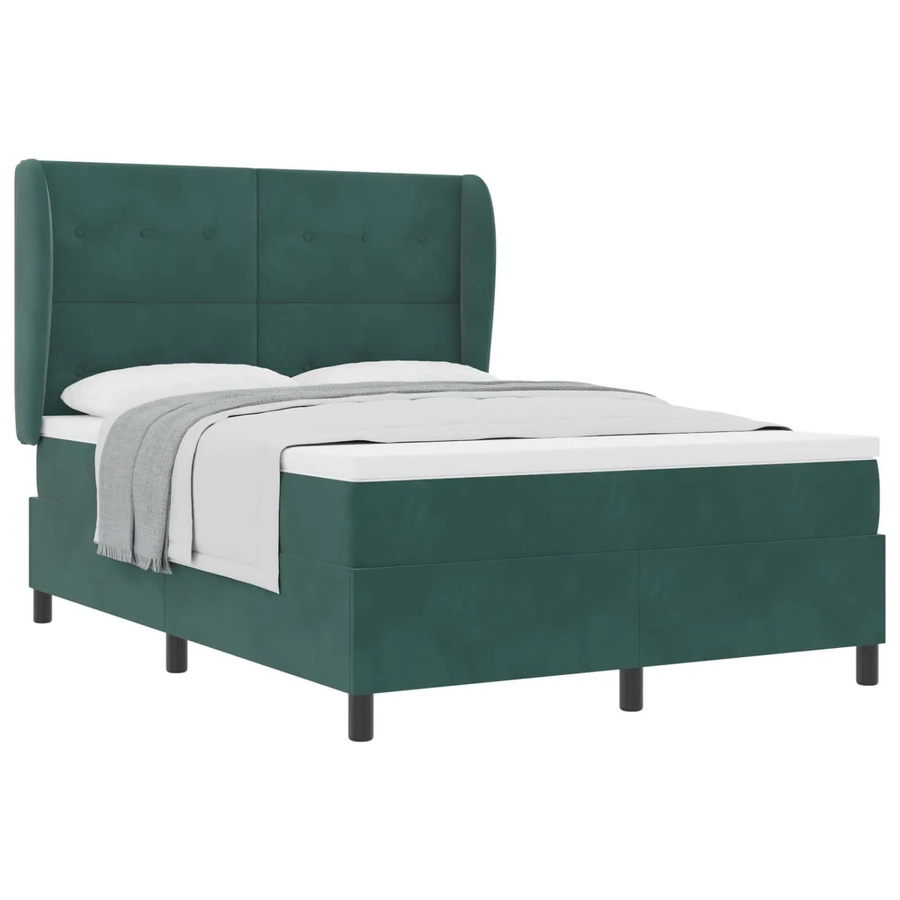 vidaXL Boxspringbett mit Matratze aus Samt in Dunkelgrün B/T/H: 140 x 200 x 28 cm - Bild 2