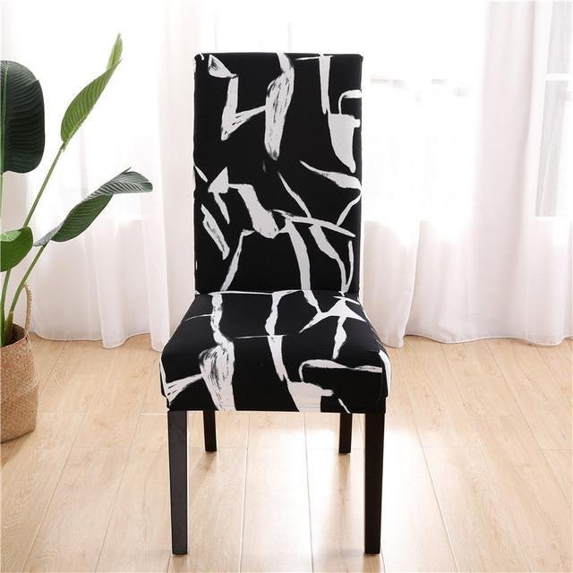 Housmife Stretch-Stuhlhussen mit modernem Grafik-Druck, schmutzabweisende Sitzbezüge aus Polyester und Elastan, Mehrfarbig - Bild 1