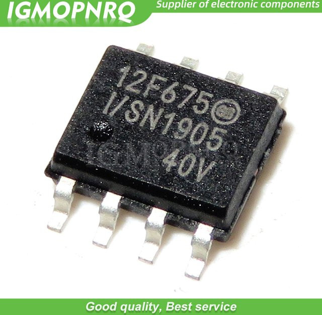 Microchip PIC12F675-I/SN und PIC12F629-I/SN Mikrocontroller im 5er-Set, Schwarz - Bild 1