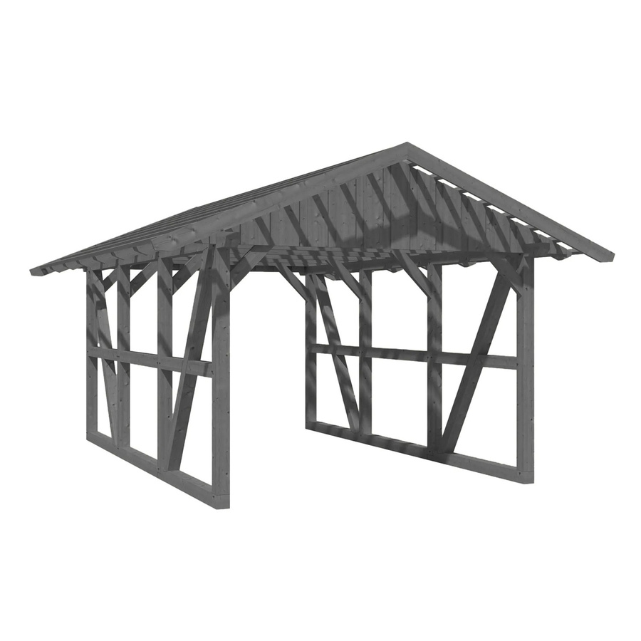 Skan Holz Carport Schwarzwald aus Fichtenholz mit Satteldach und Dachlattung in Grau, B: 424 cm, T: 600 cm - Bild 2