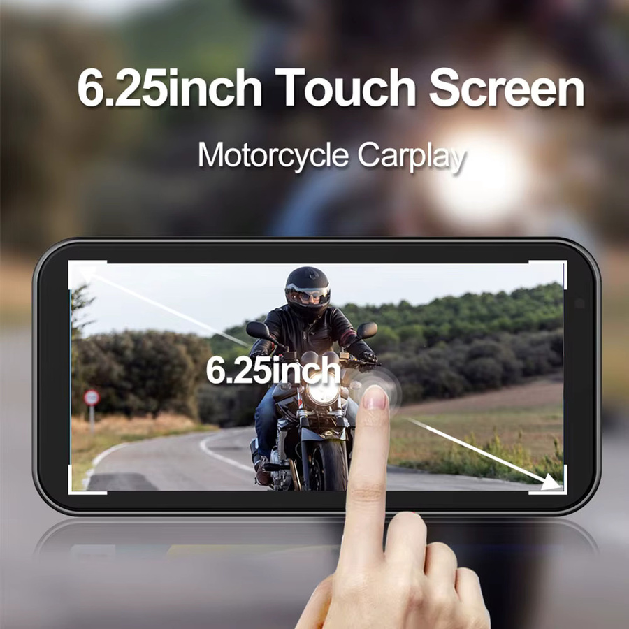 MicroData Motorrad Carplay mit 6,25 Zoll Touchscreen, GPS Navigation und Dual Bluetooth, Android Auto und Wireless Anruffunktion, Schwarz - Bild 2