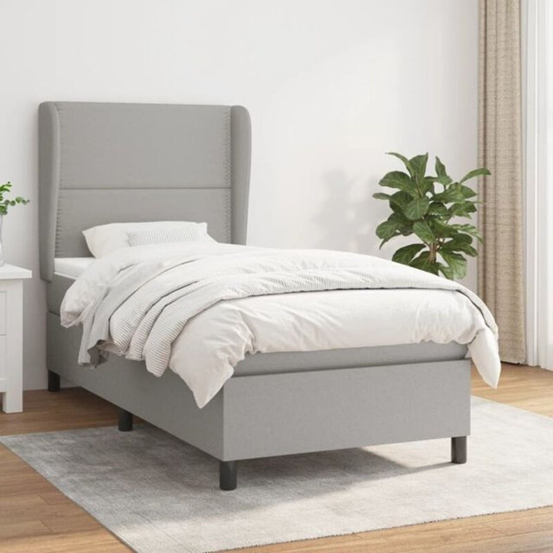 vidaxl Boxspringbett mit Matratze aus Stoff in Grau, B/T: 100 x 200 cm - Bild 1