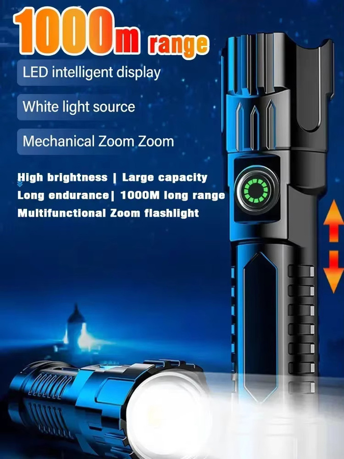 NEWBIRTH Taktische LED-Taschenlampe mit USB-Ladefunktion und Display in Schwarz - Bild 7