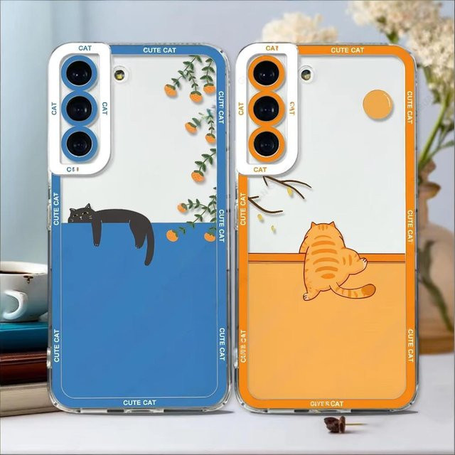 Stoßfeste Handyhülle mit süßem Cartoon-Katzen-Design für Samsung Galaxy S22 bis S26 Ultra Plus in Multicolour von jamular - Bild 1
