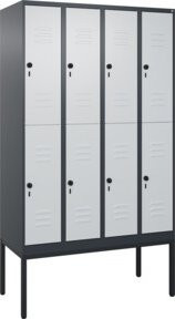 C+P Doppelstock-Spind Classic PLUS mit 4 Abteilen, Gestell, Farbe RAL 7035 Lichtgrau, B/T/H: 120 x 50 x 212 cm - Bild 1