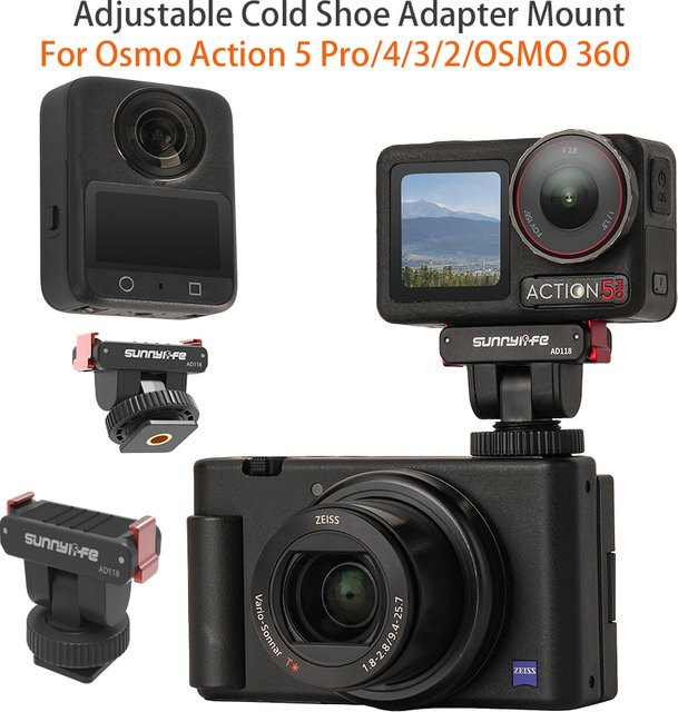DJI Magnetischer Cold Shoe Mount verstellbarer Adapter für OSMO Action 3, 4, 5 Pro und OSMO 360 in Schwarz - Bild 1