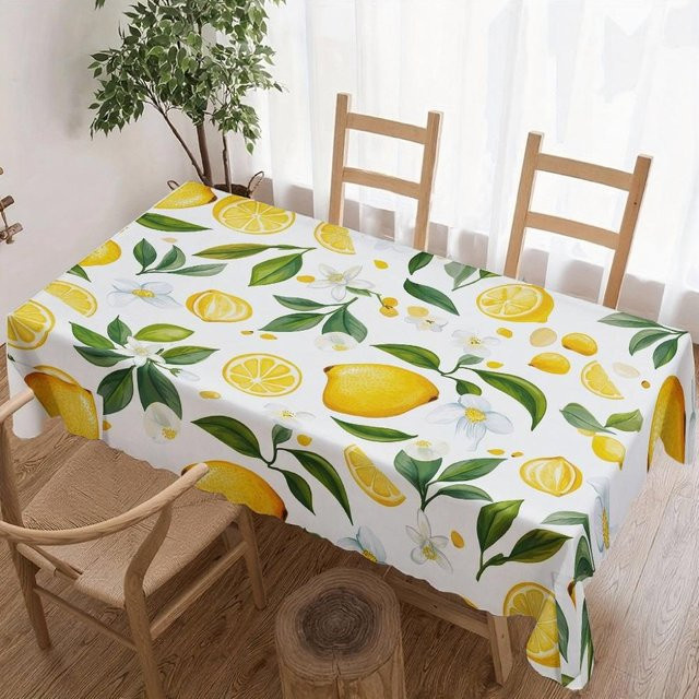 Wasserdichte rechteckige Tischdecke Zitronenblatt von Beau Maison, Farbe: Weiß, B x T: 140 x 140 cm - Bild 1