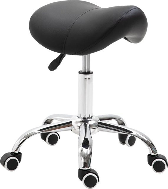 HOMCOM Drehstuhl Rollhocker aus Kunstleder in Schwarz, höhenverstellbar mit Rollen für Büro, Friseursalon oder Kosmetik-Studio - Bild 1