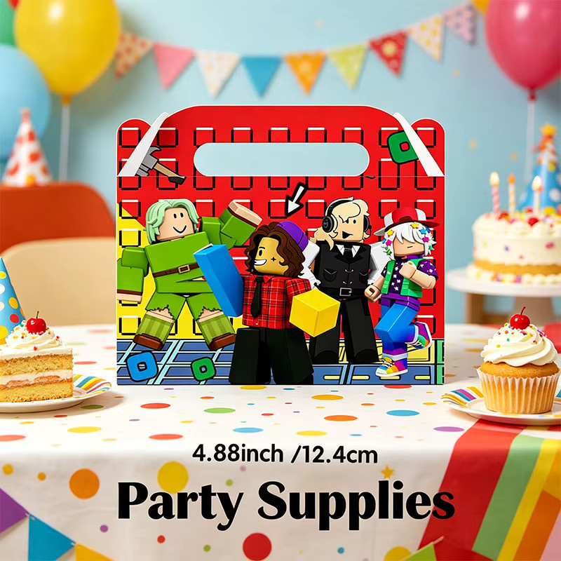 Roblox Party-Dekoration Set mit Papierboxen und Spielfiguren in Multicolour für Geburtstage und Babypartys - Bild 1