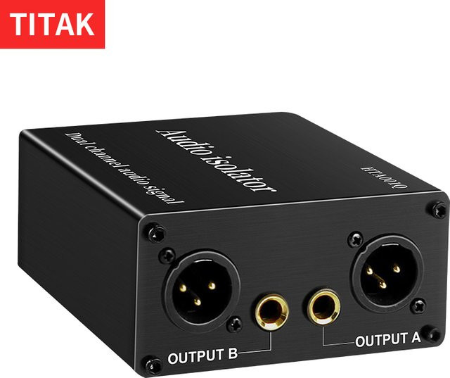 TITAK 2-Kanal XLR Audio-Isolator Rauschunterdrückungsfilter zur Beseitigung von Strombrummen in Schwarz - Bild 1