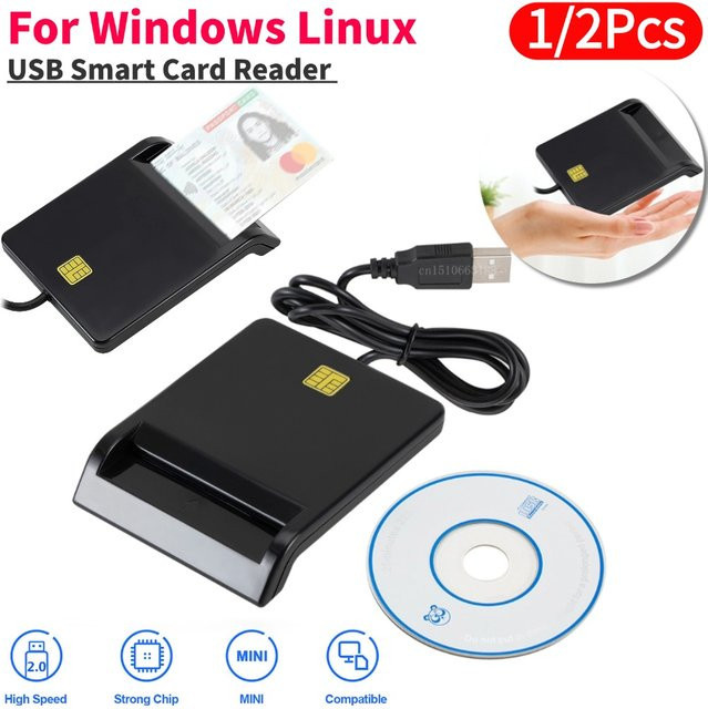 VODOOL USB 2.0 Smart Card Reader für DNIE ATM CAC IC ID SIM-Karten in Schwarz - Bild 1