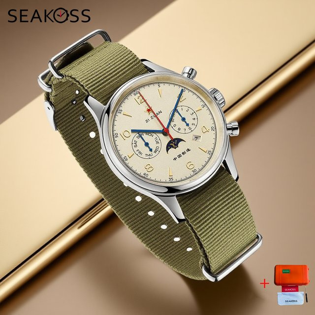 SEAKOSS Armbanduhr, Handaufzug, Edelstahl, Weiß, Herren - Bild 1