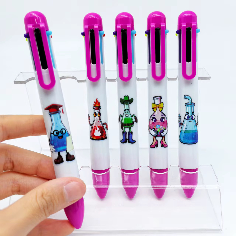 Mehrfarbiger 6-in-1 Kugelschreiber im chemischen Experimentierflaschen-Design aus Kunststoff - Bild 2