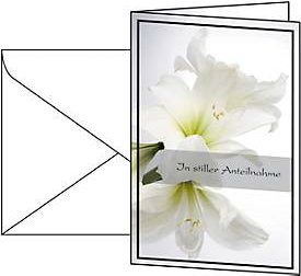 Sigel Trauerkarte Amaryllis in Weiß mit Umschlägen, 10 Stück, FSC-zertifizierter Glanzkarton - Bild 1