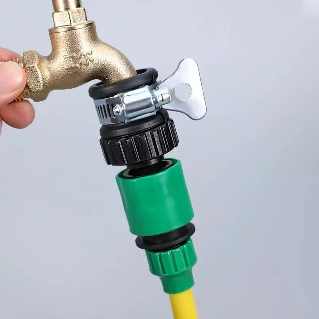 BAIHUAN Wasserhahnadapter aus Kunststoff in Schwarz als universeller Schnellverbinder für die Gartenbewässerung und Autowäsche - Bild 1