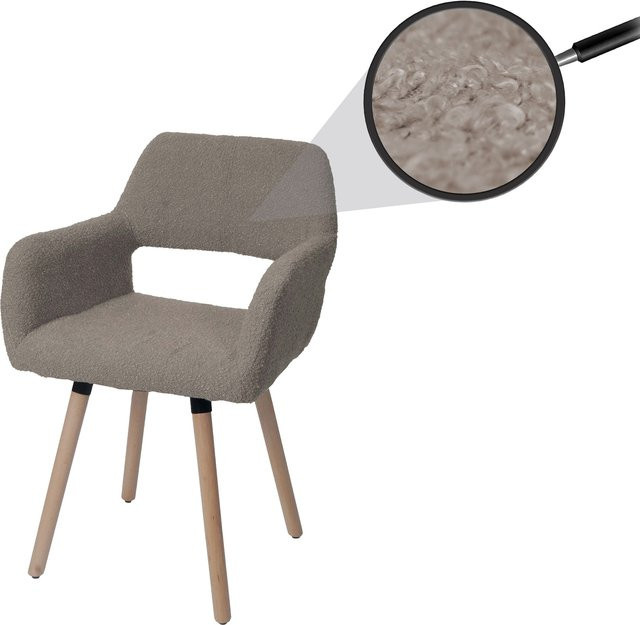 Esszimmerstuhl MCW A50 II aus Buchenholz mit Bouclé-Stoffbezug in Beige - Bild 1