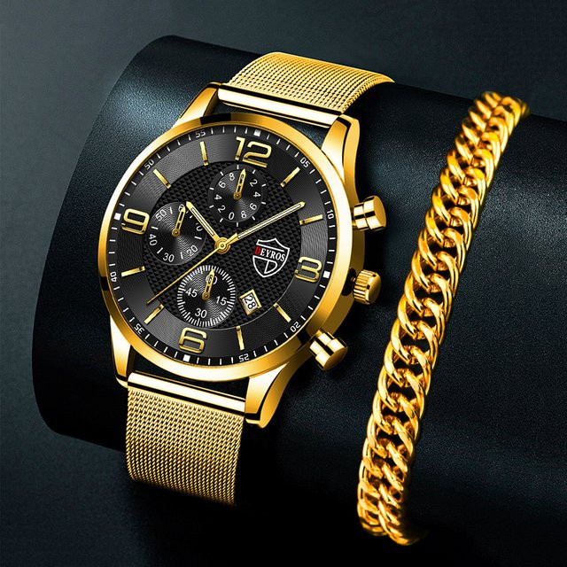 DIJANES Armbanduhr Edelstahl, Quarz, Schwarz, Herren - Bild 1