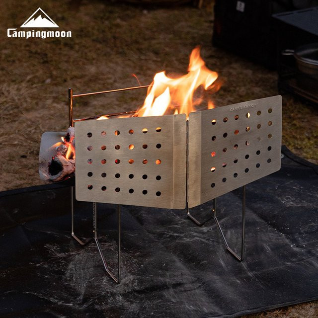 SOLO-D Sol A4 Windschutzscheibe aus Edelstahl in Silber, faltbare feuerfeste Windschutzplatte für Camping und Picknick, B/H: 37,0 x 16,5 cm - Bild 1