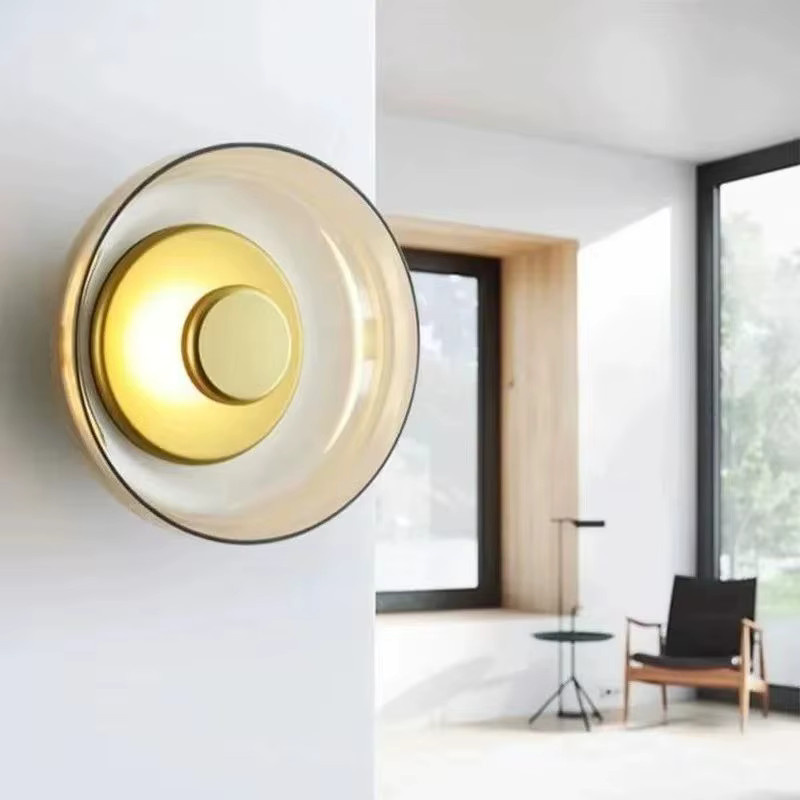 CETANT Nordic LED Wandleuchter aus Glas in Transparent und Gold/Messing mit runden Glaskugeln - Bild 1
