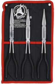 BGS Do it yourself Doppelgelenk-Zangen-Satz 3-teilig in Schwarz-Silber mit Spitzzange - Bild 1