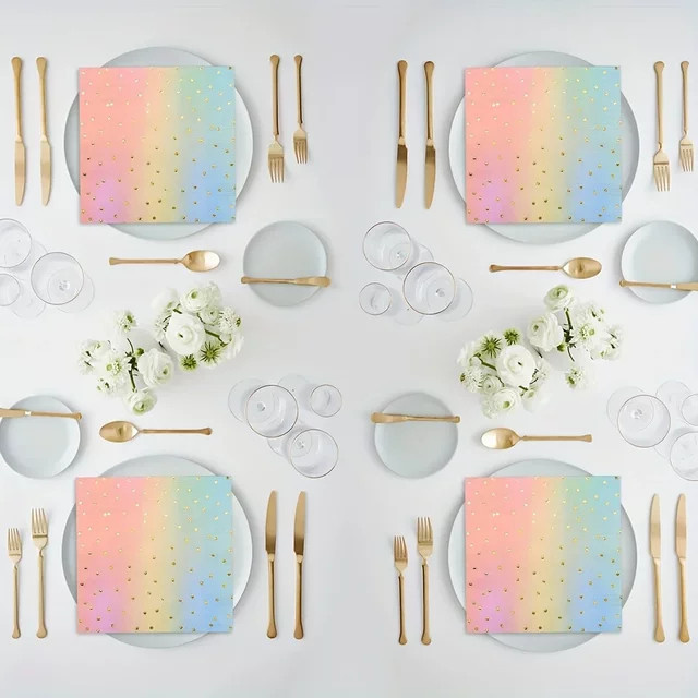40 Stück Einweg-Glitzerkonfetti mit Regenbogen-Farbverlauf und Wellenpunkt in Multicolour und Silber für Geburtstag und Hochzeit - Bild 1