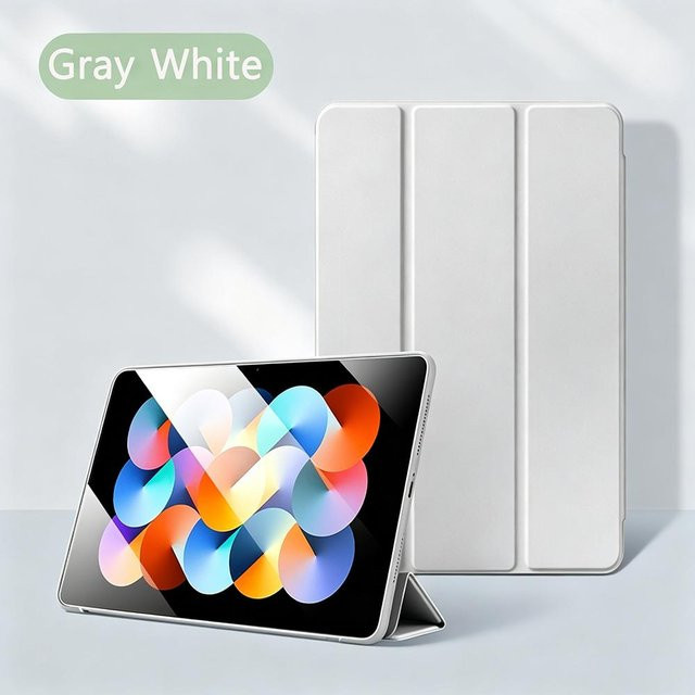 Samsung Tablet-Hülle mit Silikon-Rückseite und Flip-Ständer für Galaxy Tab A7 Lite A8 A9+ A11+ Plus in Grau - Bild 1