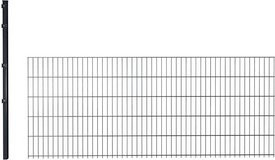hadra Doppelstabmattenzaun Erweiterungs-Set in Anthrazit, 2,5 m Länge, inkl. Pfosten und Klemmhalter aus Stahl - Bild 1