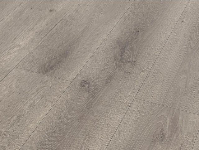 Basicfloor Laminat Eiche Graubraun in Landhausdiele-Optik mit Holzstruktur und rustikalem Design - Bild 1