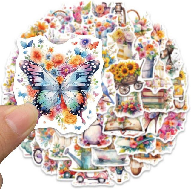 Bai Fen Bai Toys Retro Flower World Ästhetische Graffiti-Aufkleber, 50-teiliges Set - Bild 1