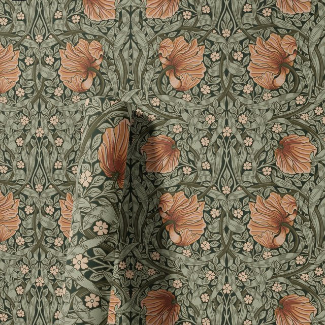 Meihodan Selbstklebende Vintage Floral Tapete Botanischer Salbei in Grün und Mandarine - Bild 1