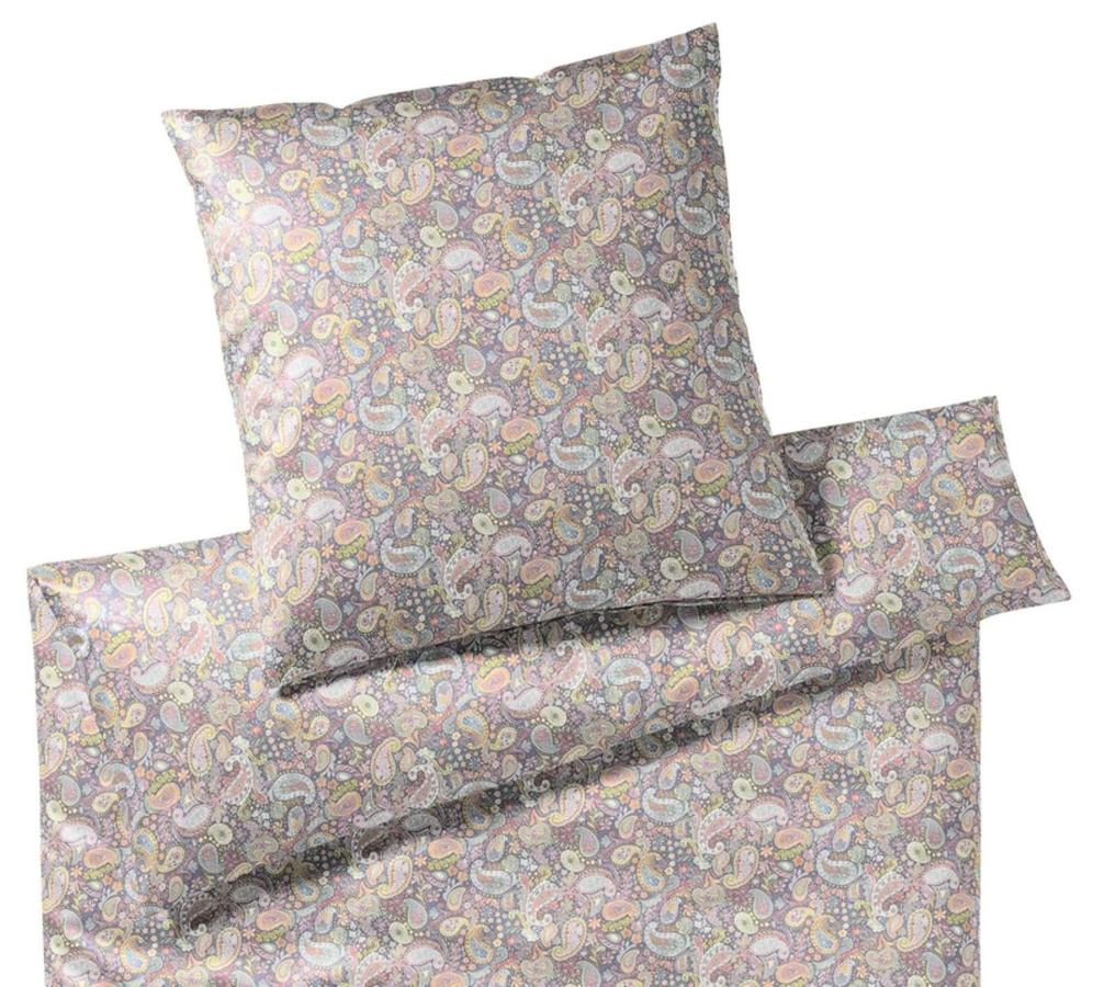 Elegante Seiden Satin Bettwäsche Fortune Anthrazit Paisley in Mako-Satin, B/H: 135 x 200 cm - Bild 1