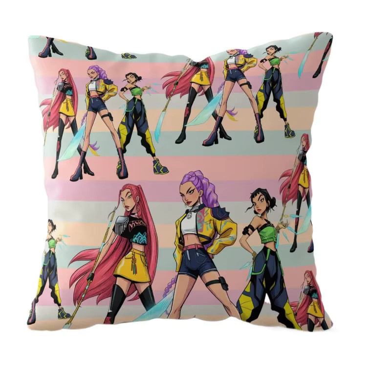 Hasbro Kpop Dekokissen mit Cartoon-Anime-Mädchen-Aufdruck, quadratisches Polyester-Kissen in Multicolour für dein Sofa oder Schlafzimmer - Bild 6