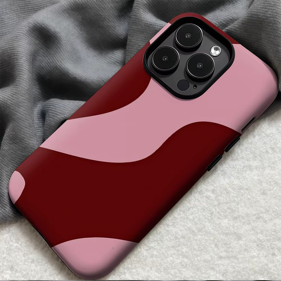 Potdemiel Handyhülle Burgundy Wave Blush für iPhone 17 16 15 14 13 12 11 Pro Max Plus mit doppelschichtiger Rückseite in Rot - Bild 5